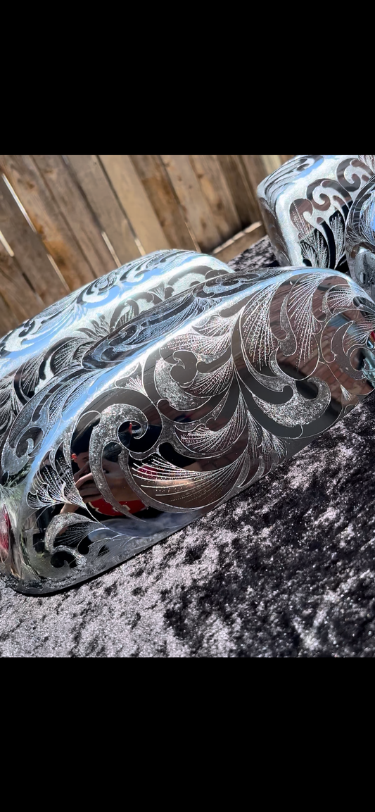 2 pcs Mirror cap Hand made engraved 07-13/14-18! Choose the year !